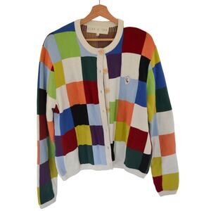 L/XL Kina Tam Cubis Colorful Cardigan Sweater Geometric